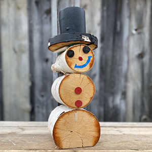 Handcrafted Birch Christmas Snowman